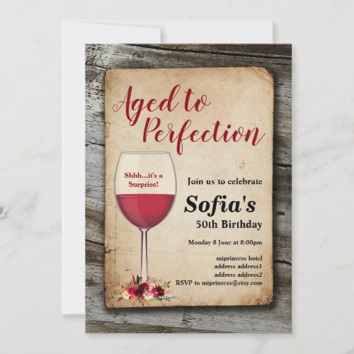 Red wine wine invitation aged to perfection invitation