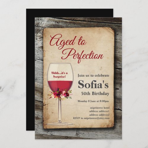 Red wine wine invitation aged to perfection invitation