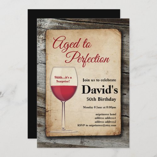 Red wine wine invitation aged to perfection invitation