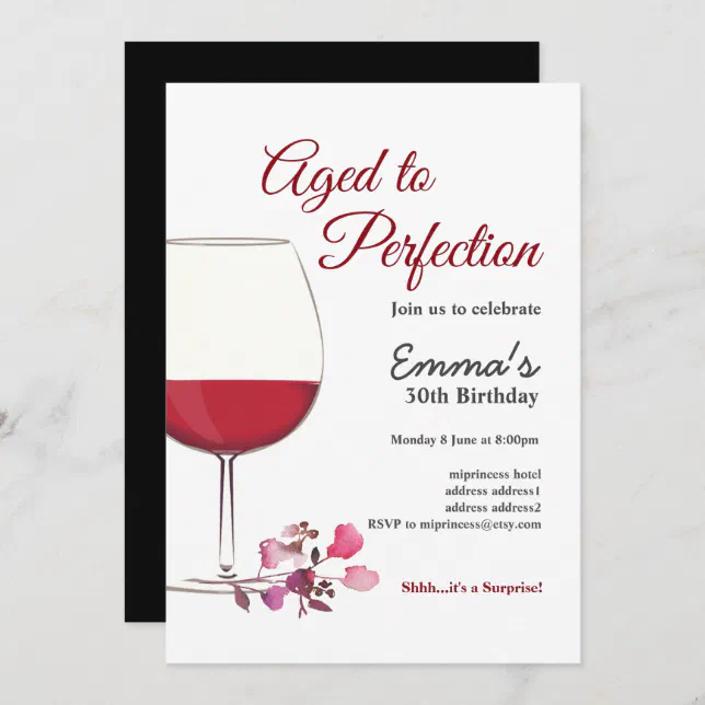 Red Wine Wine Invitation Aged To Perfection Invitation Zazzle 7149