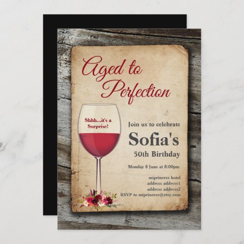 Red wine wine invitation aged to perfection invitation