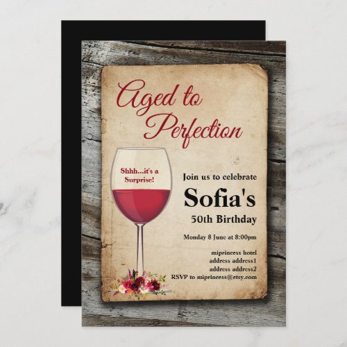 Red wine wine invitation aged to perfection invitation