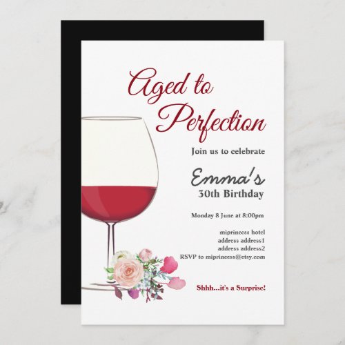 Red wine wine invitation Aged to Perfection Invitation