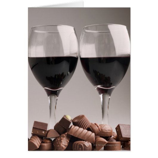 red wine with chocolates cards (Front)
