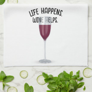 Red Wine With Quote Kitchen Towel