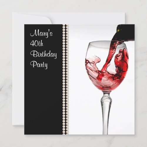 Red Wine Womans 40th Birthday Party Announcement