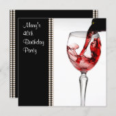 Red Wine Womans 40th Birthday Party Invitation (Front/Back)