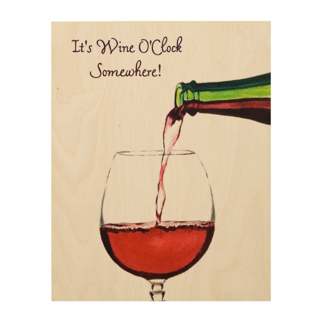 Red Wine Wood Wall Art (Front)