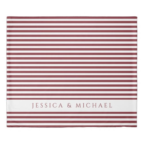 Red Winery  White Striped Pattern Name Duvet Cover