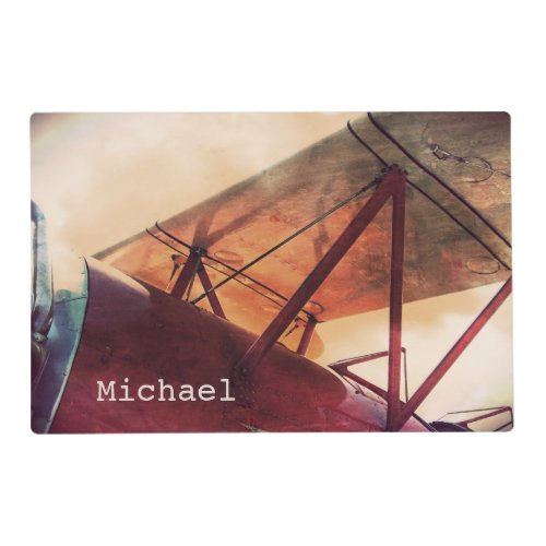 Red Wing Airplane CUSTOM Biplane Laminated Placemat