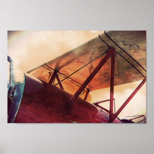 Red Wing Antique Airplane Archival Poster