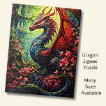 Red Wing Forest Dragon with Red Flowers Jigsaw Puzzle<br><div class="desc">Red Wing Forest Dragon with Red Flowers - - See my store for lots more great Dragon Gifts.</div>