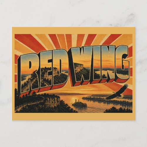 Red Wing Minnesota River Bluff Lake Pepin Art Postcard