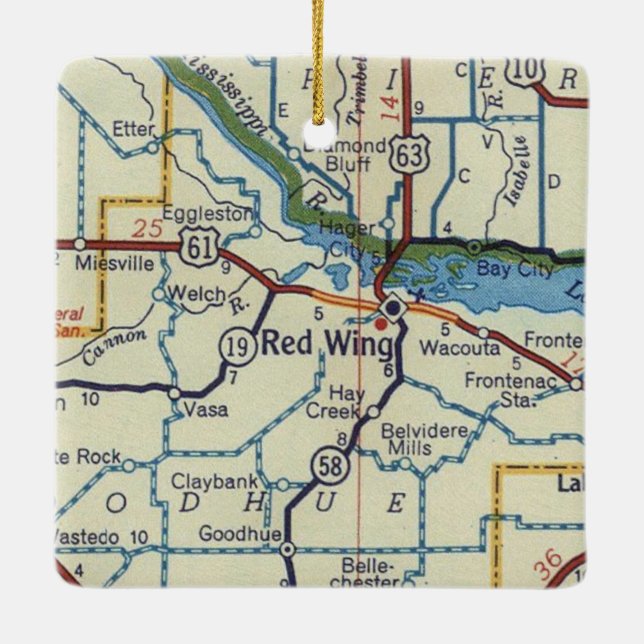 Red Wing MN Vintage Map Ceramic Ornament (Back)