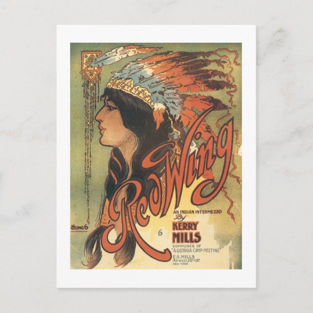 Red Wing Vintage Songbook Cover Postcard (Front)