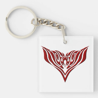 Red Winged Bird Neo-Tribal Tattoo Art Design Keychain