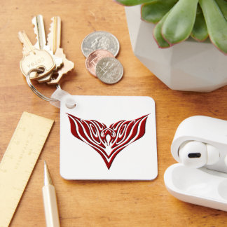 Red Winged Bird Neo-Tribal Tattoo Art Design Keychain