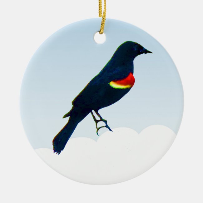 Red-winged Blackbird Bird Ceramic Ornament