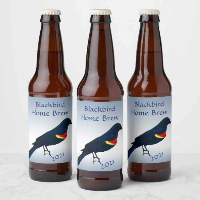 Red-winged Blackbird Blue Beer Label