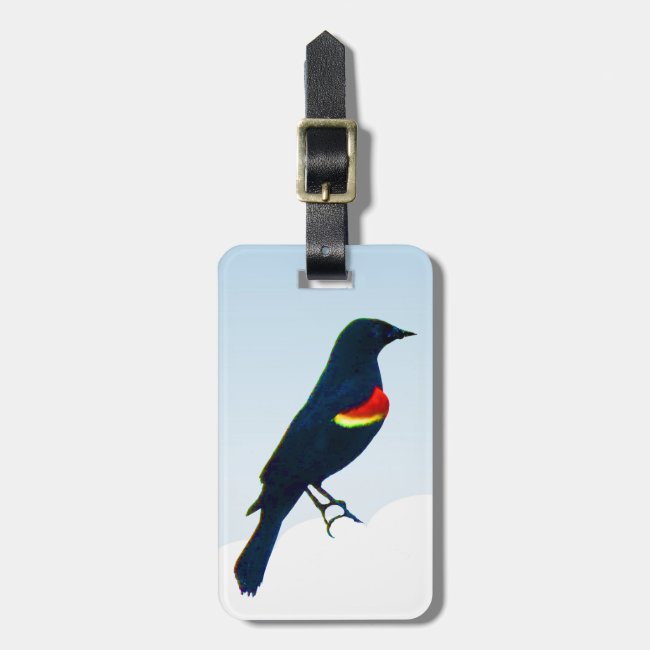 Red-winged Blackbird Blue Luggage Tag