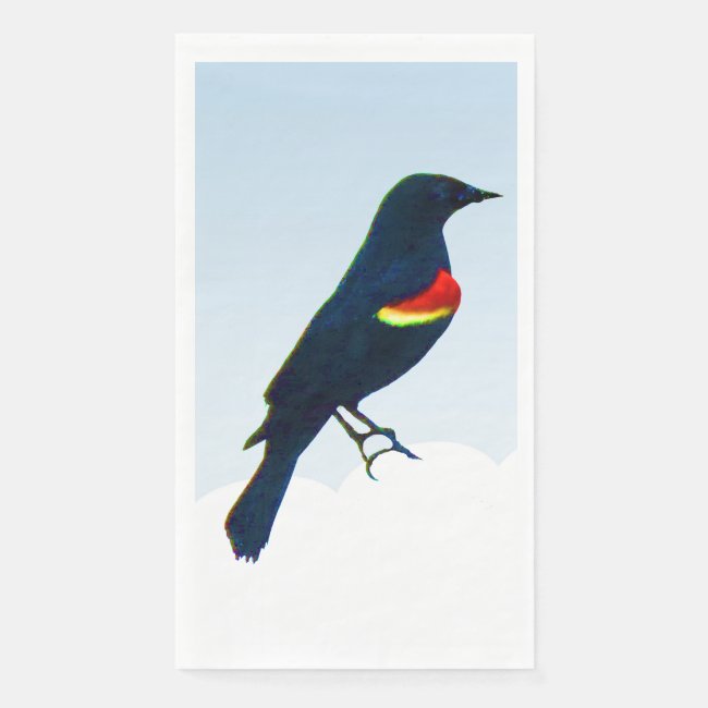 Red-winged Blackbird Blue Paper Guest Towels