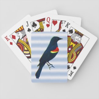 Red-winged Blackbird Blue Playing Cards