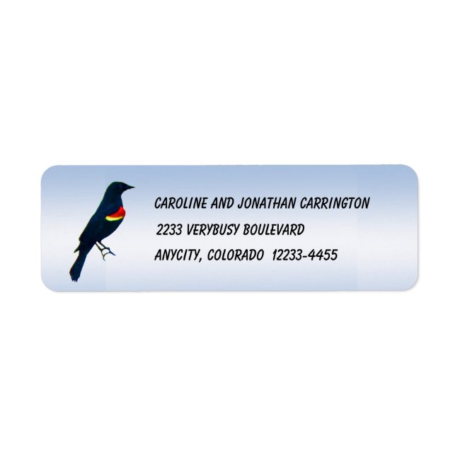 Red-winged Blackbird Blue Return Address Labels