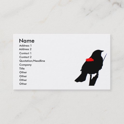 Customizable Red-winged Blackbird Business Card