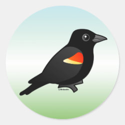 Perched Red-winged Blackbird Round Sticker