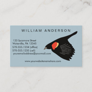 Red-Winged Blackbird Light Blue Business Card