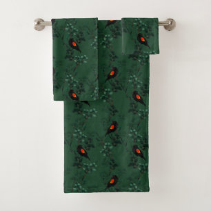 Red-Winged Blackbird Pattern Bath Towel Set