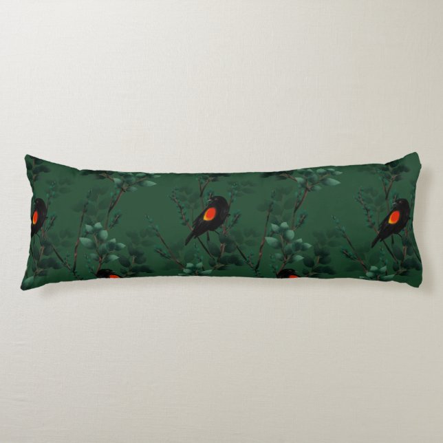 Red-Winged Blackbird Pattern Body Pillow (Front)