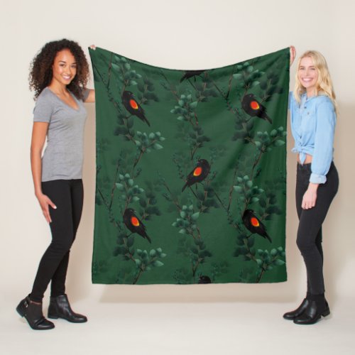 Red_Winged Blackbird Pattern Fleece Blanket