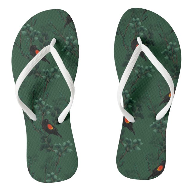 Red-Winged Blackbird Pattern Flip Flops (Footbed)