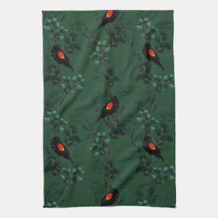 Red-Winged Blackbird Pattern Kitchen Towel