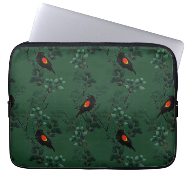 Red-Winged Blackbird Pattern Laptop Sleeve (Front)