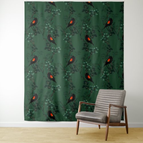 Red_Winged Blackbird Pattern Tapestry