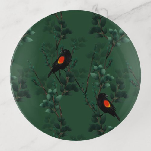 Red_Winged Blackbird Pattern Trinket Tray