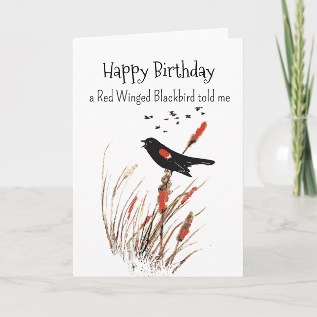 Red Winged Blackbird Personality Birthday Fun Bird Card (Front)