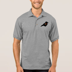 Perched Red-winged Blackbird Men's Gildan Jersey Polo Shirt
