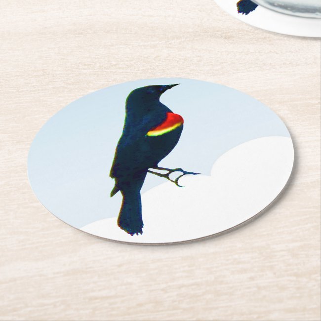 Red-winged Blackbird Set of Sturdy Paper Coasters
