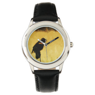 Red-Winged Blackbird Singing Abstract Watch