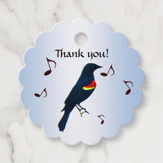 Red-winged Blackbird Sings Thank You Favor Tags
