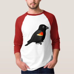 Perched Red-winged Blackbird Men's Basic 3/4 Sleeve Raglan T-Shirt