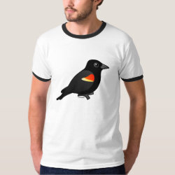 Perched Red-winged Blackbird Men's Basic Ringer T-Shirt