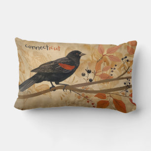 Red Winged Blackbird Throw Pillow