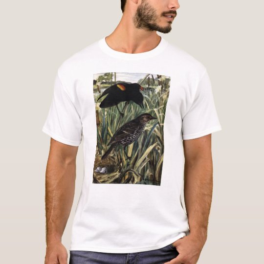 Red-Winged Blackbirds and Nest in Cattails T-Shirt