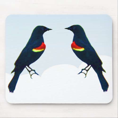 Red_winged Blackbirds Blue Mousepad