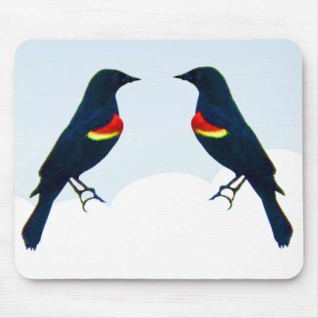 Red-winged Blackbirds Blue Mousepad