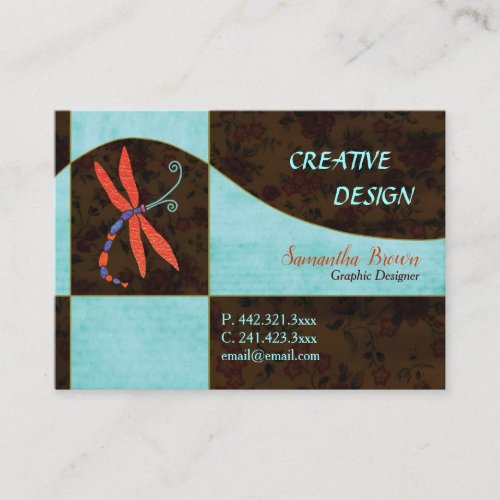 Red Winged Dragonfly: Designer Business Cards
